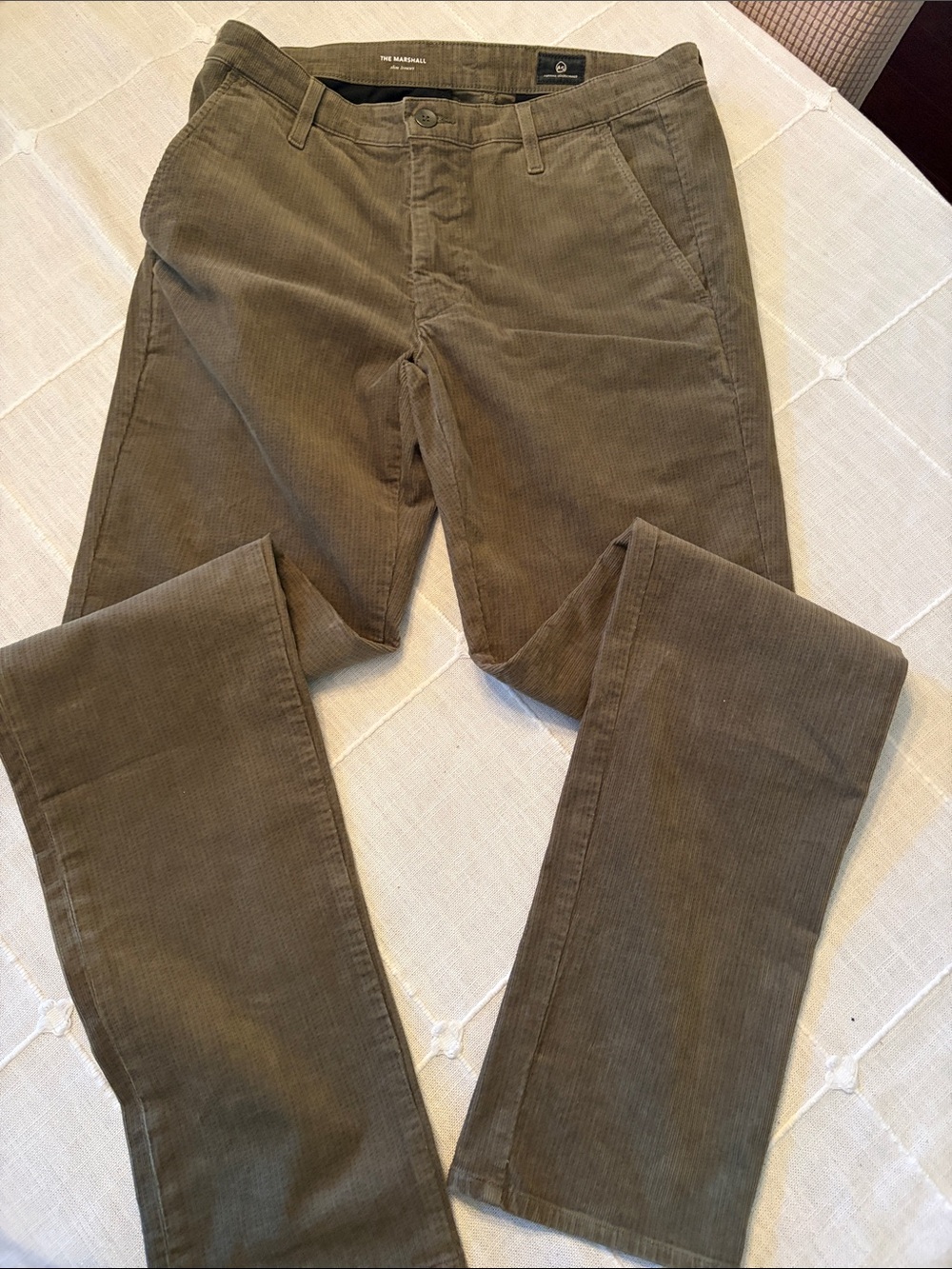 Ag Adriano Goldschmied Olive Corduroy Trousers